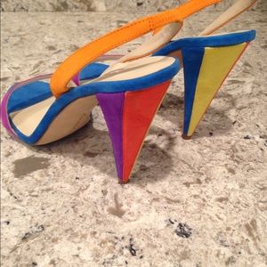 Brian Atwood Patent Leather & Suede Heeled Sandals